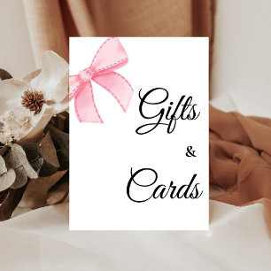 Pink Bow Bridal Shower Gifts & Cards Pedestal Sign