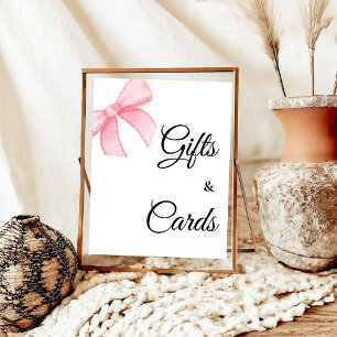 Pink Bow Bridal Shower Gifts & Cards Poster
