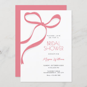 Pink bow bridal  shower invitation