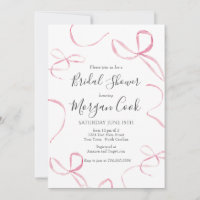 Pink bow Bridal Shower Invitation, Tied the Knot 