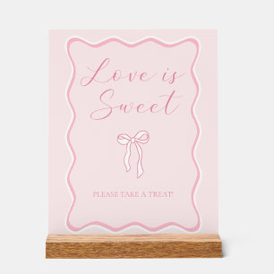 Pink Bow Bridal Shower Love is Sweet Favour Acrylic Sign
