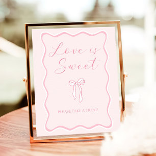 Pink Bow Bridal Shower Love is Sweet Favour Poster