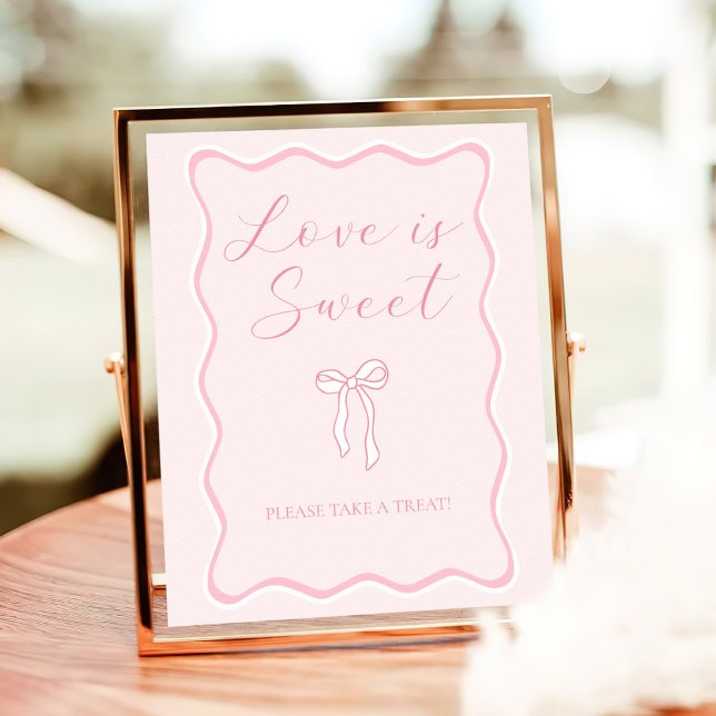 Pink Bow Bridal Shower Love is Sweet Favour Poster (Creator Uploaded)