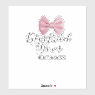 Pink bow bridal shower name date pastel stylish te
