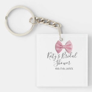 Pink bow bridal shower name date pastel stylish te key ring