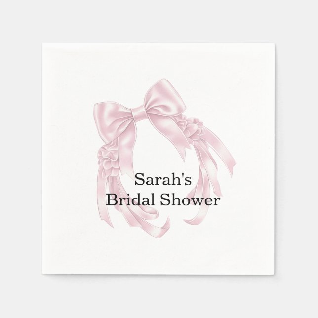 Pink Bow Bridal Shower  Napkin (Front)