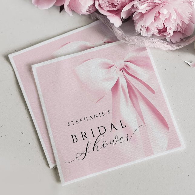 Pink Bow Bridal Shower Napkin (Creator Uploaded)