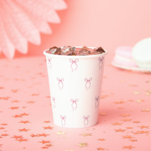 Pink Bow Bridal Shower Paper Cups