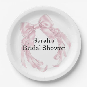 Pink Bow Bridal Shower  Paper Plate