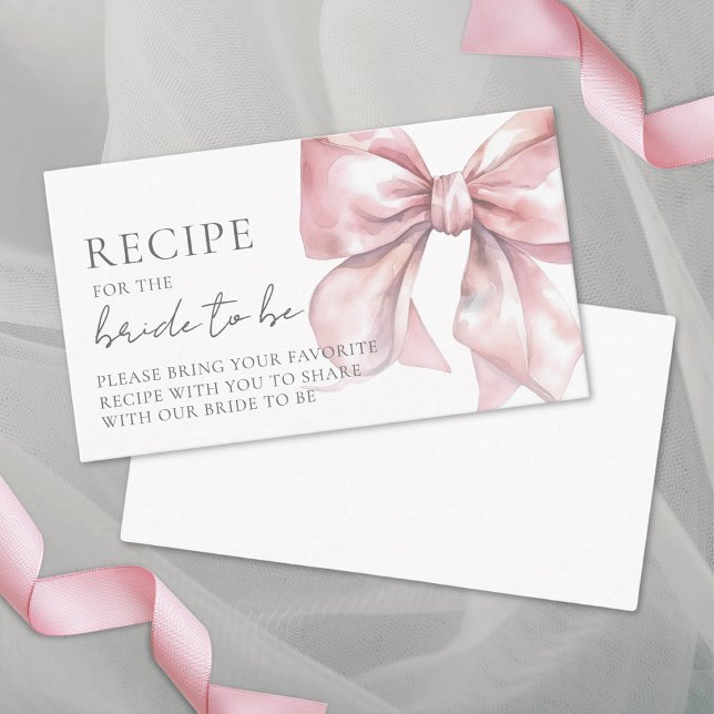 Pink Bow Bridal Shower Recipe Enclosure Card (Blush Pink Bow Bridal Shower Recipe Enclosure Card)