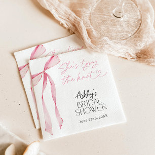 Pink Bow Bridal Shower, She's Tying the Knot Napkin