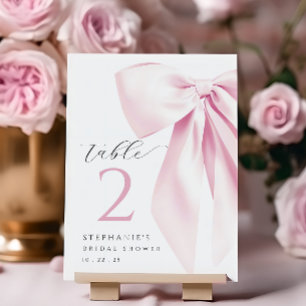Pink Bow Bridal Shower Table Card
