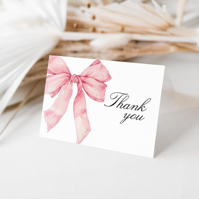 Pink Bow Bridal Shower Thank You Card (Creator Uploaded)