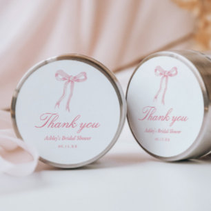 Pink Bow Bridal Shower Thank You Favour Classic Round Sticker