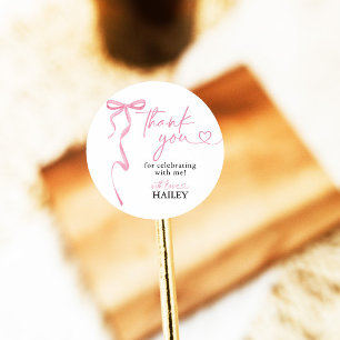 Pink Bow Bridal Shower Thank You, Favour Tags