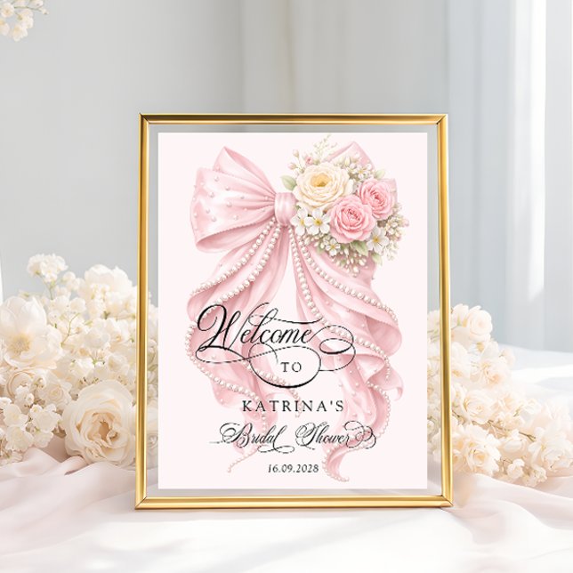 Pink Bow Bridal Shower Welcome  Poster (Creator Uploaded)