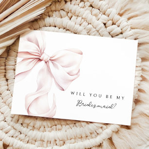 Pink Bow Bridesmaid Proposal Card