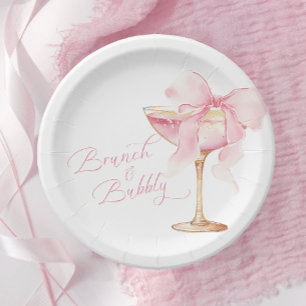 Pink Bow Brunch and Bubbly Bridal Shower Plates