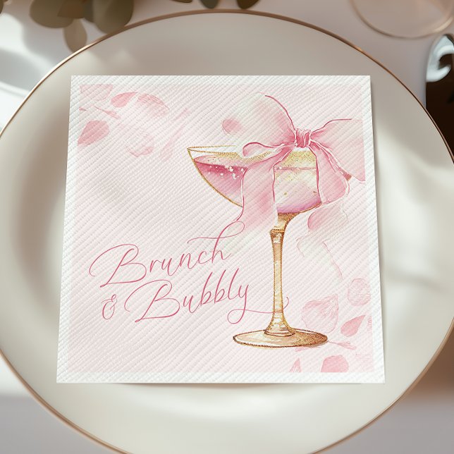 Pink Bow Brunch and Bubbly Napkin (Creator Uploaded)