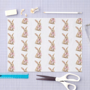 Pink Bow Bunny Rabbits Birthday Tissue Paper