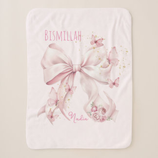 Pink Bow Butterflies Sherpa Blanket