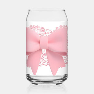 pink bow can glass