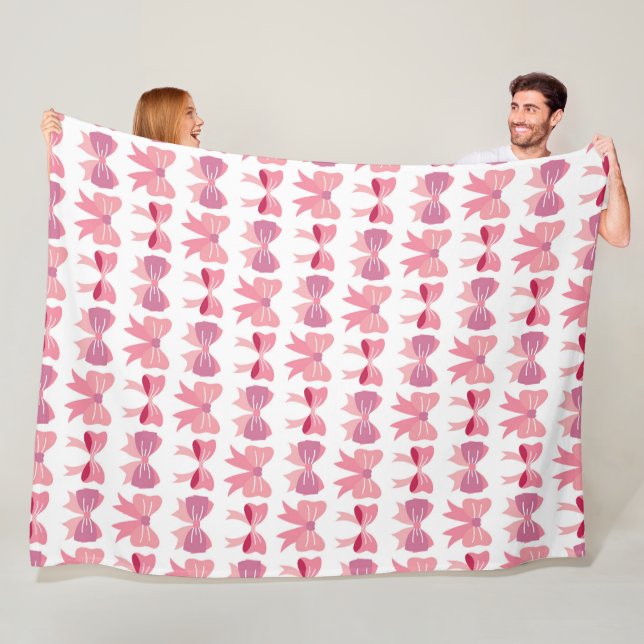 Pink Bow Charm Fleece Blanket (In Situ)