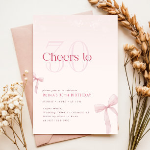 Pink Bow Cheers to Thirty 30th Birthday Invitation