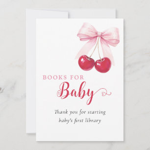 Pink Bow Cherries Books for Baby Card