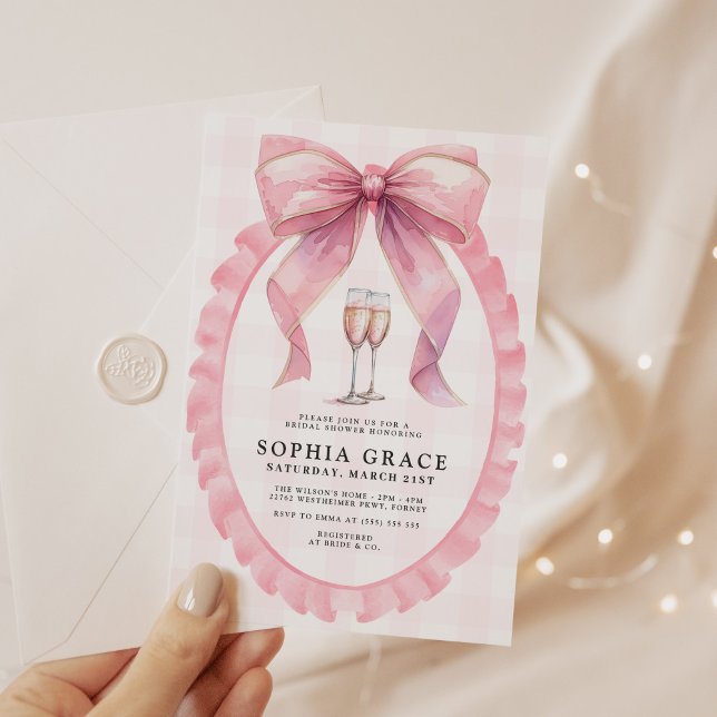 Pink Bow Chic Coquette Bridal Shower Invitation (Creator Uploaded)