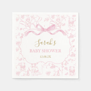 Pink Bow Chinoiserie Baby Shower Girl Napkin