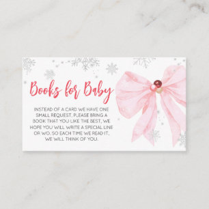 Pink Bow Christmas Baby Shower Books for Baby Enclosure Card