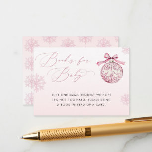 Pink Bow Christmas Ball Winter Girl Books for Baby Enclosure Card