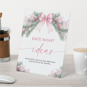 Pink Bow Christmas Date Night Ideas sign