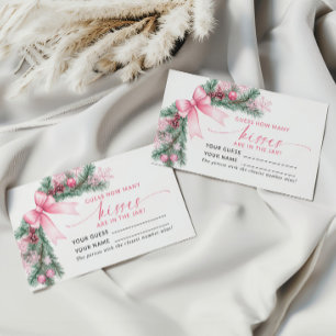 Pink Bow Christmas How Many Kisses Game Card