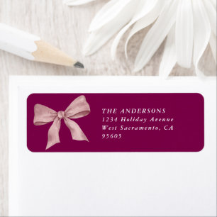 Pink Bow Christmas Return Address Label