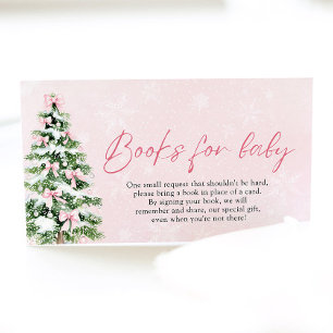 Pink Bow Christmas Tree Books for Baby Baby Shower Enclosure Card