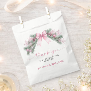 Pink Bow Christmas Wedding Favour Bag