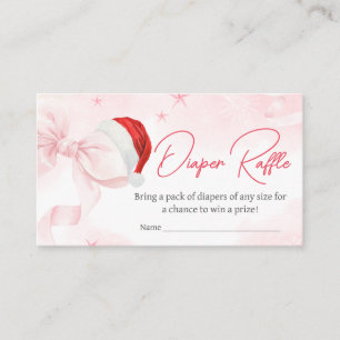 Pink Bow Christmas Winter Baby Diaper Raffle Enclosure Card