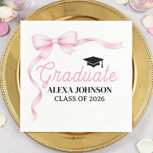 Pink Bow Class Of 2026 Graduation Napkin