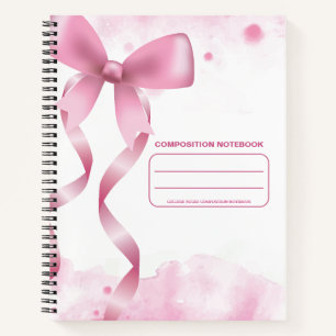 Pink Bow College Ruled Composition Notebook