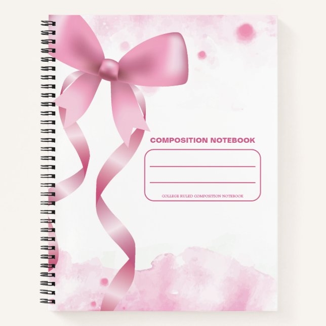 Pink Bow College Ruled Composition Notebook (Front)