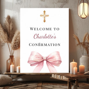 Pink bow Confirmation welcome Poster