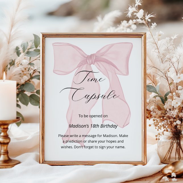 Pink Bow Coquette 1st Birthday Time Capsule Poster (Creator Uploaded)