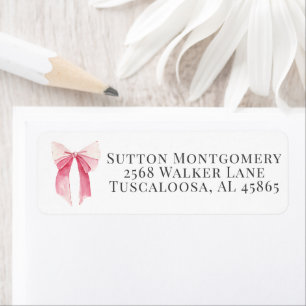 Pink Bow Coquette Address Return Address Label
