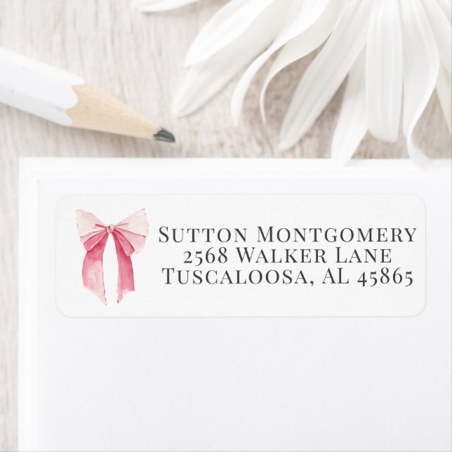 Pink Bow Coquette Address Return Address Label (Insitu)