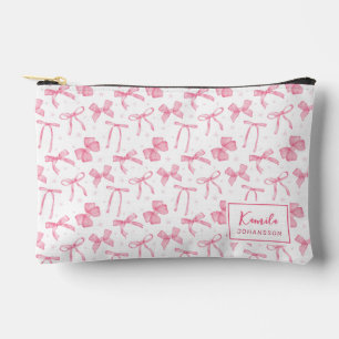 Pink Bow Coquette Aesthetic Custom Name Accessory Pouch