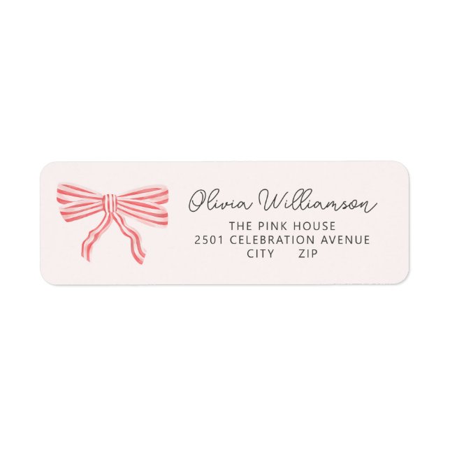 Pink Bow Coquette aesthetic Return Address Label (Front)
