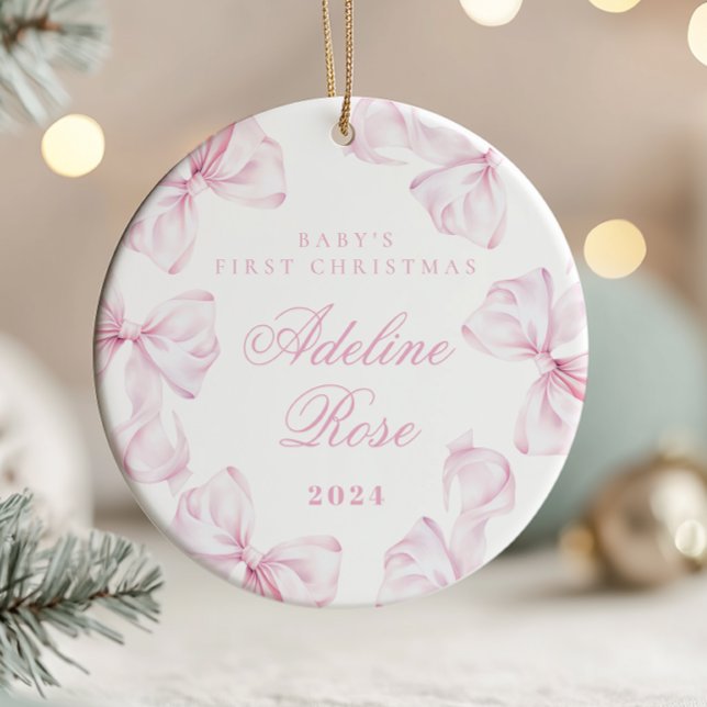 Pink Bow Coquette Baby Girl Ornament (Creator Uploaded)