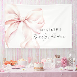 Pink Bow Coquette Baby Shower Backdrop Banner